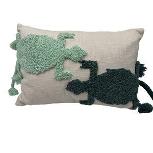 Opalhouse Two Lizard Punch Needle Lumbar Throw Pillow Green/Cream